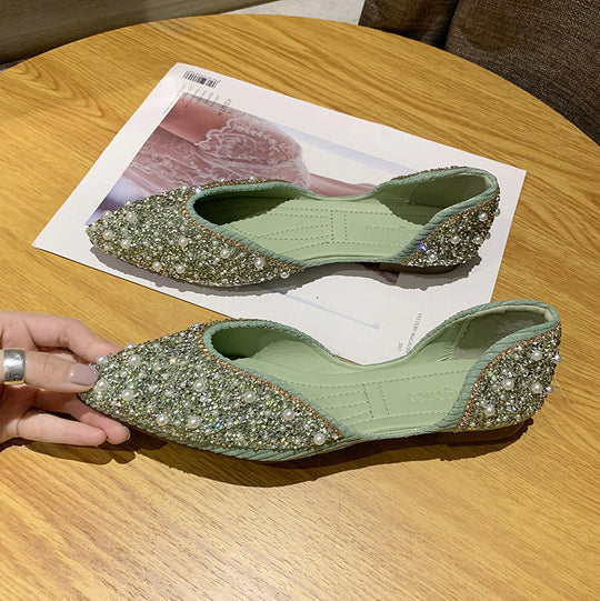 Damen Ballerinas mit funkelnden Perlenapplikationen und verziertem Obermaterial R&B