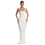 Damen Elegantes Maxikleid mit figurformendem Schnitt und zarten Drapierungen R&B