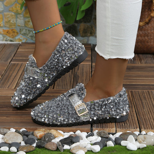 Damen Glitzernde Slipper mit modischem Schnallen-Detail R&B