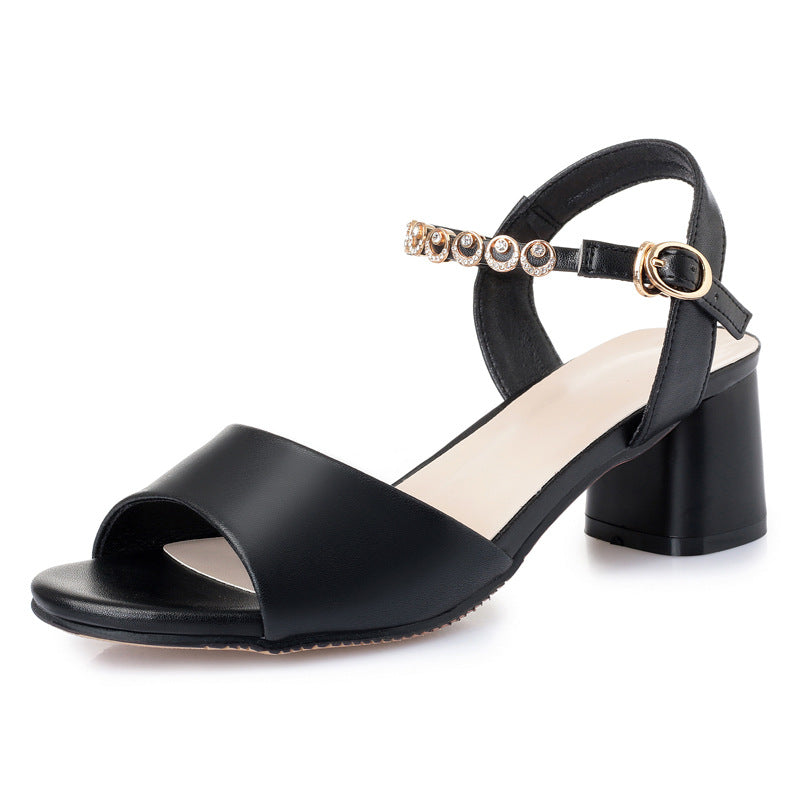 Damen Blockabsatz Sandalen mit verstellbarem Riemen und funkelndem Schmuckdetail R&B