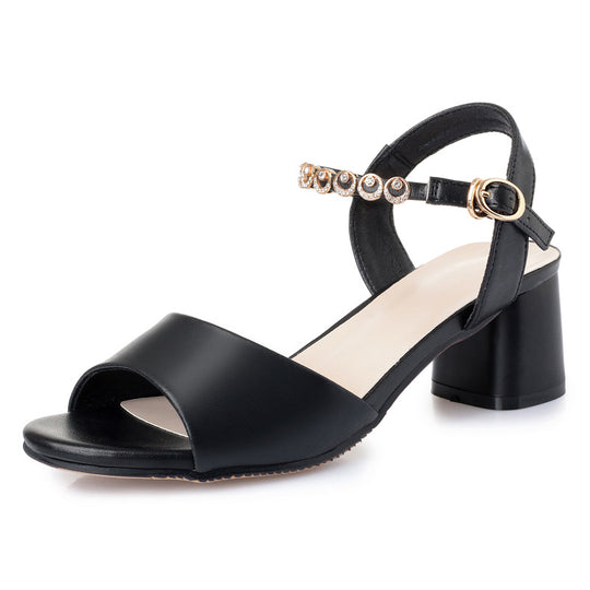 Damen Blockabsatz Sandalen mit verstellbarem Riemen und funkelndem Schmuckdetail R&B