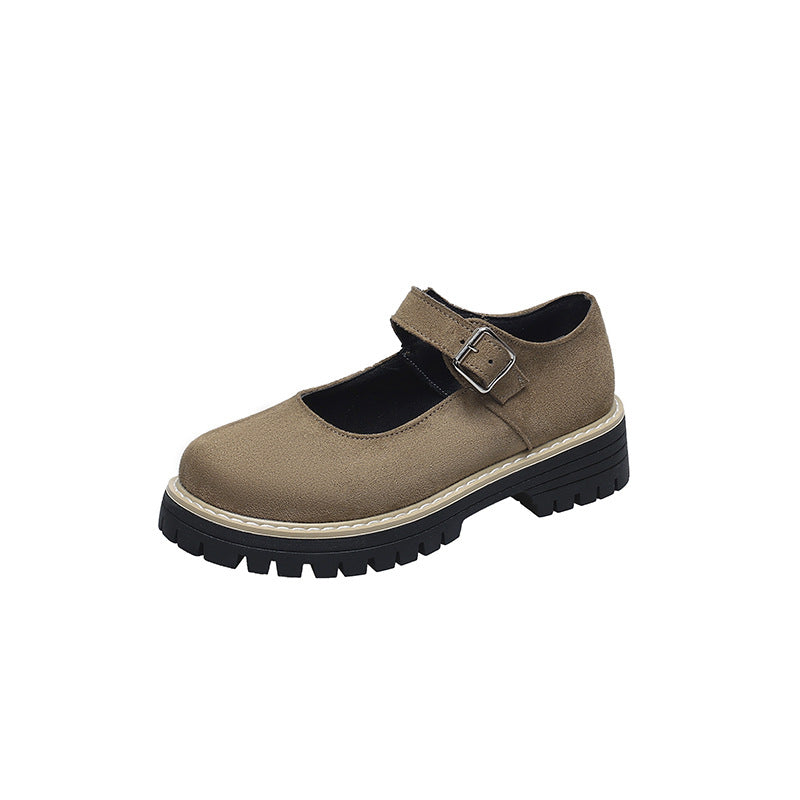 Damen Retro Mary Jane Schuhe mit robustem Profil und verstellbarem Riemen R&B