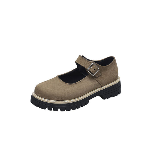 Damen Retro Mary Jane Schuhe mit robustem Profil und verstellbarem Riemen R&B