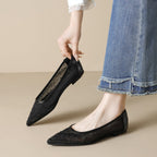 Damen elegante Ballerinas mit schimmernden Strassdetails und transparentem Obermaterial