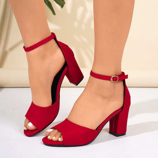 Damen Offene Sandalen mit modischem Blockabsatz und verstellbarem Riemchen R&B