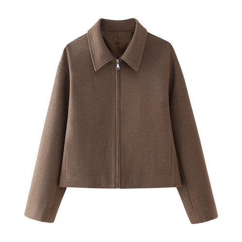 Damen Kurzjacke mit modernem Kragen und praktischen Reißverschluss R&B