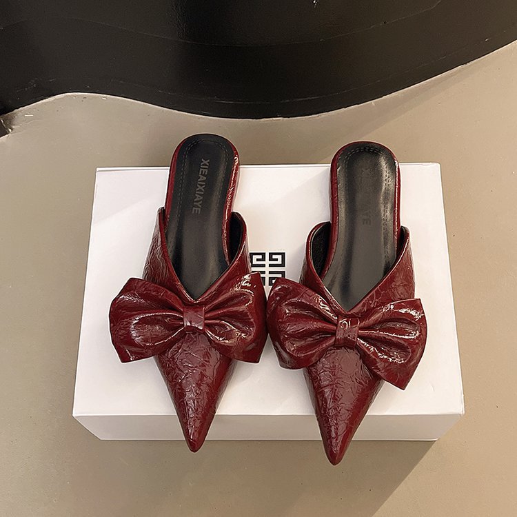 Damen elegante Mules mit verziertem Schleifenakzent R&B