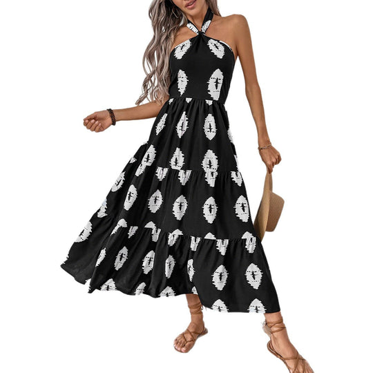 Damen Boho Maxikleid mit asymmetrischen Trägern R&B
