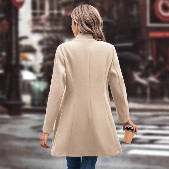 Damen eleganter Langblazer mit modernem Kragen und tailliertem Schnitt R&B