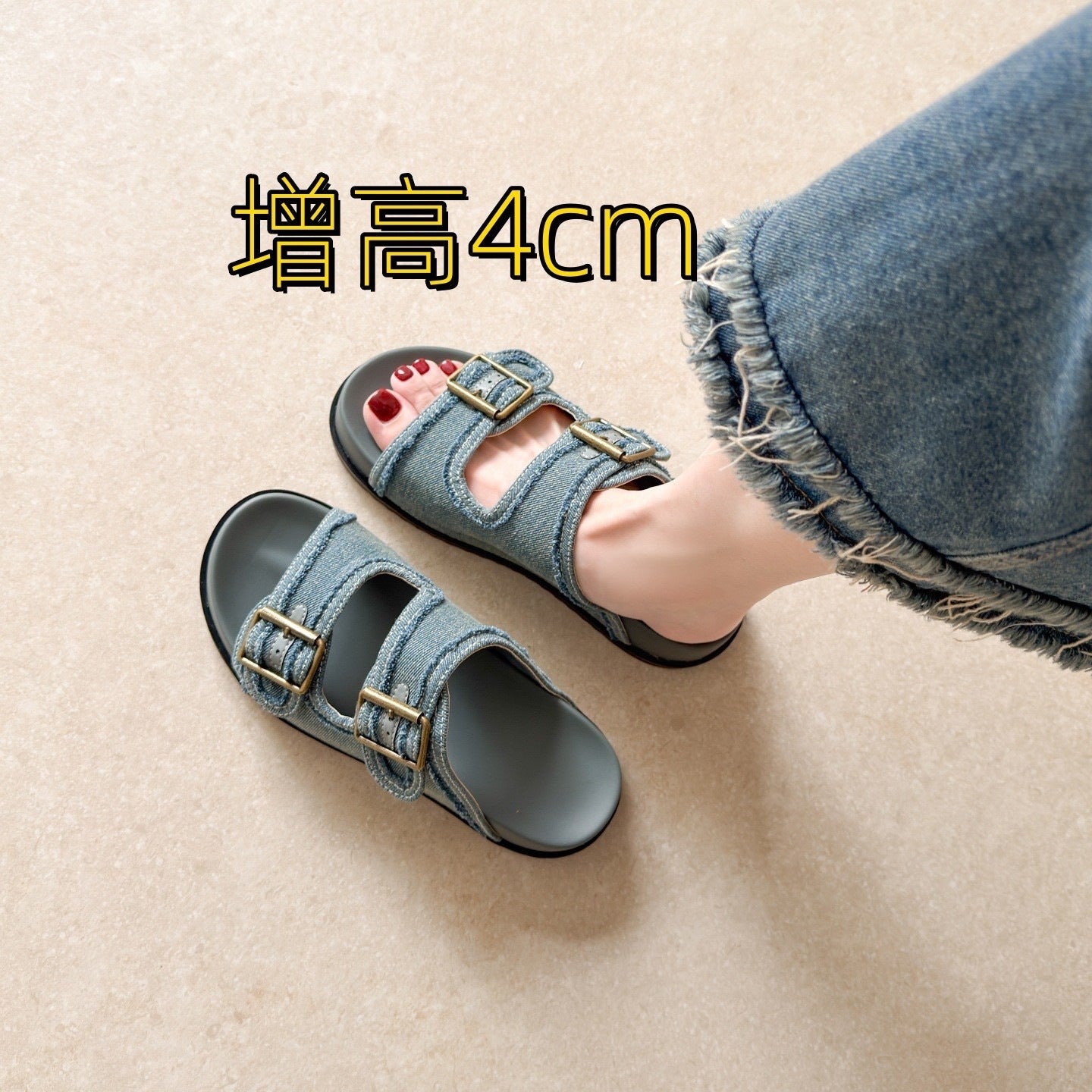 Damen Komfortable Sandalen mit doppeltem Schnallenverschluss