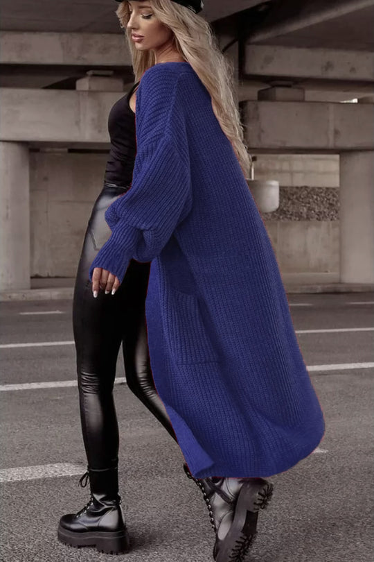 Damen Langer Strickcardigan mit tieferem Rückensaum und lässigem Schnitt R&B
