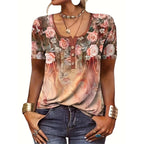 Damen Blusenshirt mit floralem Design und Knopfdetails R&B