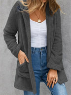 Damen Flauschige Cardiganjacke mit praktischen Taschen und lässigem Schnitt R&B