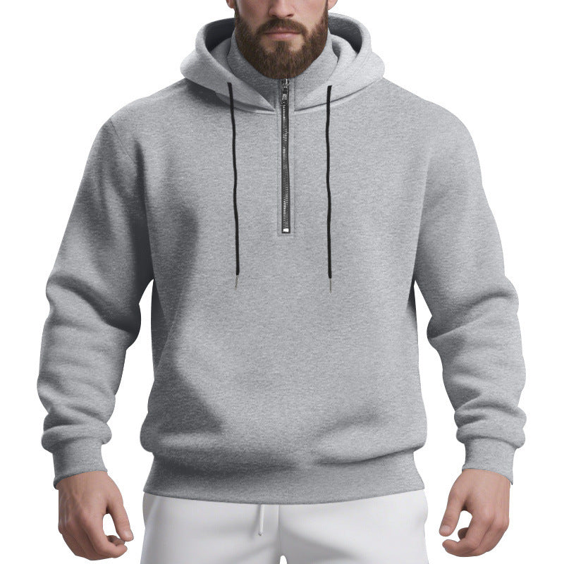 Herren sportlicher Kapuzenpullover mit halbem Reißverschluss und atmungsaktivem Stoff R&B