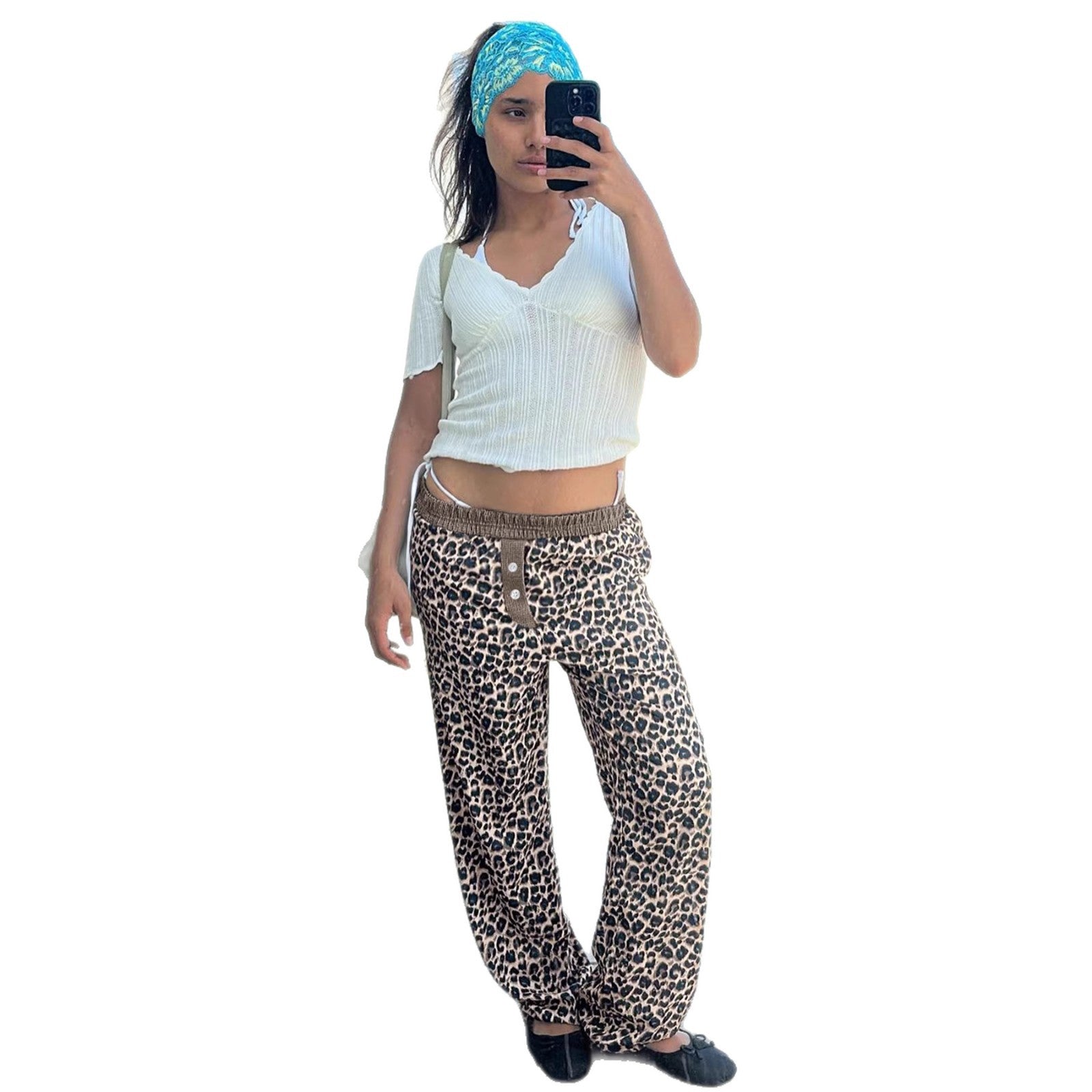 Damen Modische Leoparden-Hose mit elastischem Bund R&B