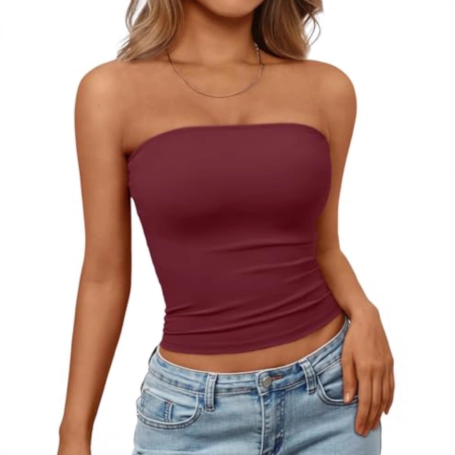 Damen Bandeau-Oberteil aus elastischem Material mit figurbetontem Schnitt R&B