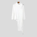 Damen nan avantgardistisches Longshirt mit schrägem Reißverschluss, Stehkragen und unregelmäßigem Zipfelsaum R&B