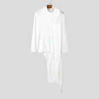 Damen nan avantgardistisches Longshirt mit schrägem Reißverschluss, Stehkragen und unregelmäßigem Zipfelsaum R&B