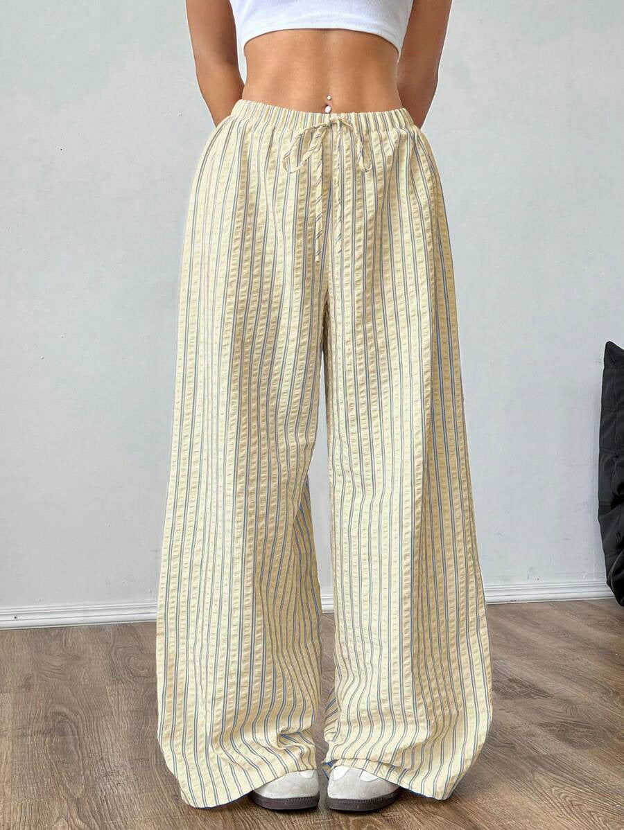 Damen lässige Hochbundhose im gestreiften Design R&B