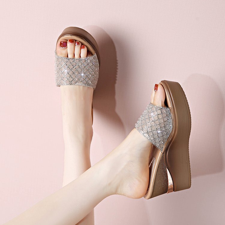 Damen glamouröse Plateausandalen mit zierlicher Strassverzierung R&B