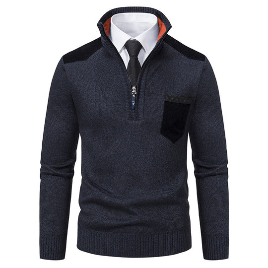 Herren lässiger Pullover mit halbem Reißverschluss und modernem Kragen R&B