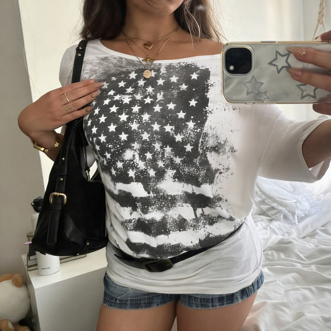 Damen lässiges T-Shirt mit grafischem Print R&B
