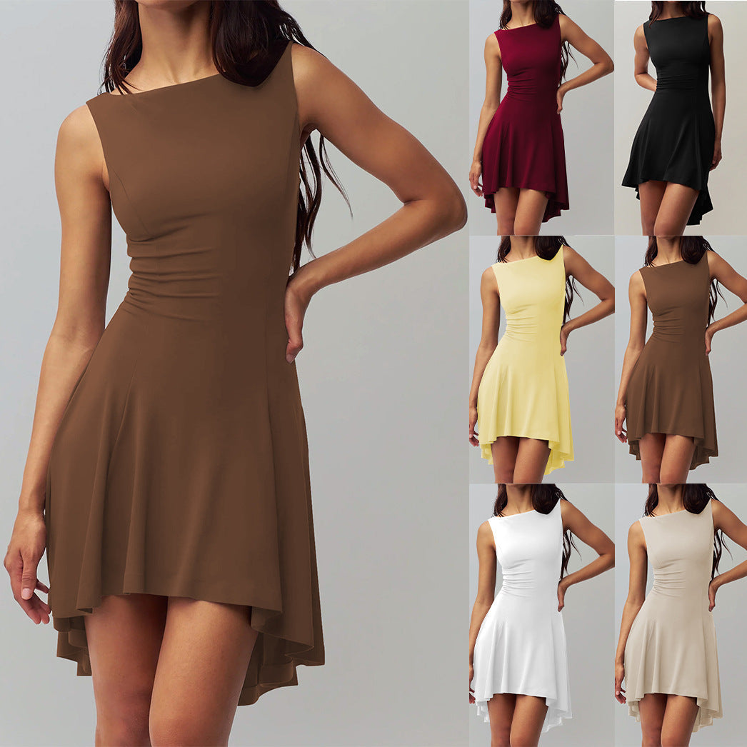 Damen elegantes Kleid mit asymmetrischem Saum und figurbetontem Design R&B
