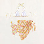 Damen Triangel-Bikini-Set mit floralem Wickeltuch