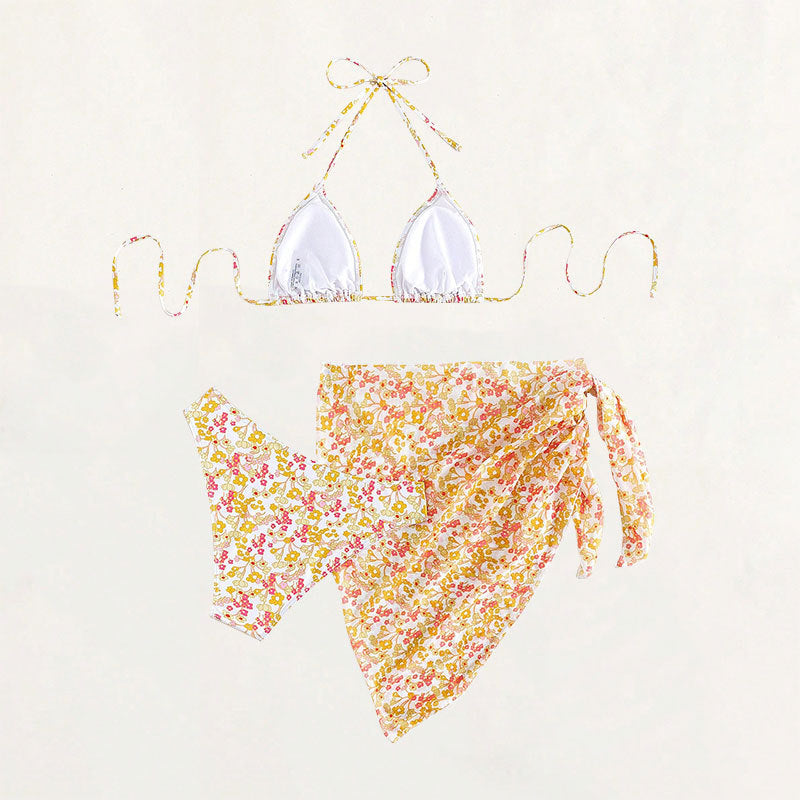 Damen Triangel-Bikini-Set mit floralem Wickeltuch