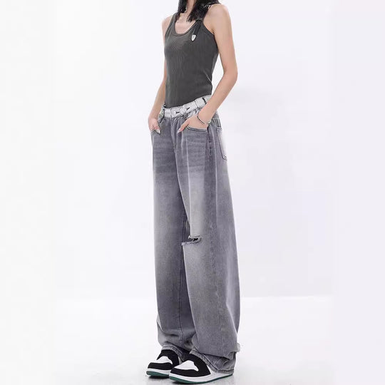 Damen Weite Jeans im modernen Oversized-Schnitt mit einzigartigen Waschungen R&B
