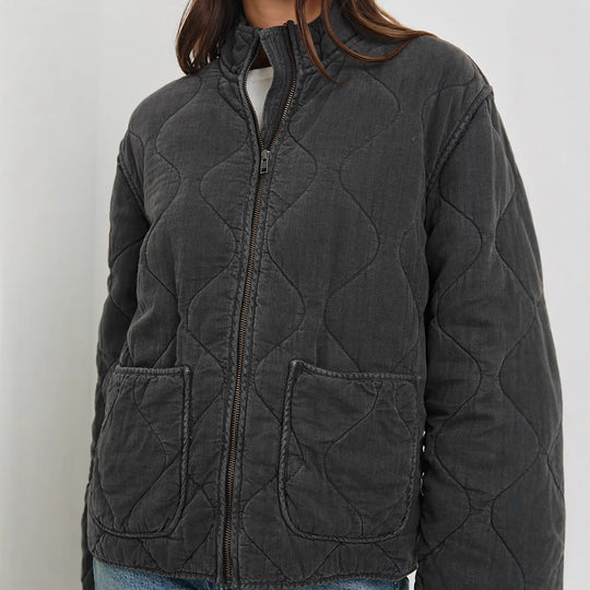 Damen gesteppte Utility-Jacke mit praktischen Taschen und hohem Kragen R&B