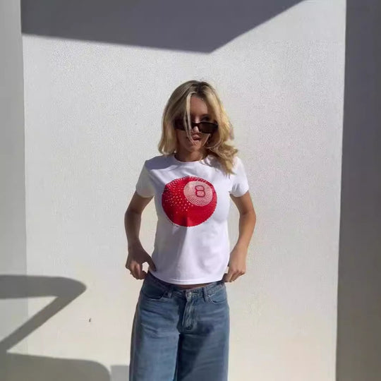 Damen Crop-Top mit floralem Grafikdruck und figurbetontem Schnitt R&B