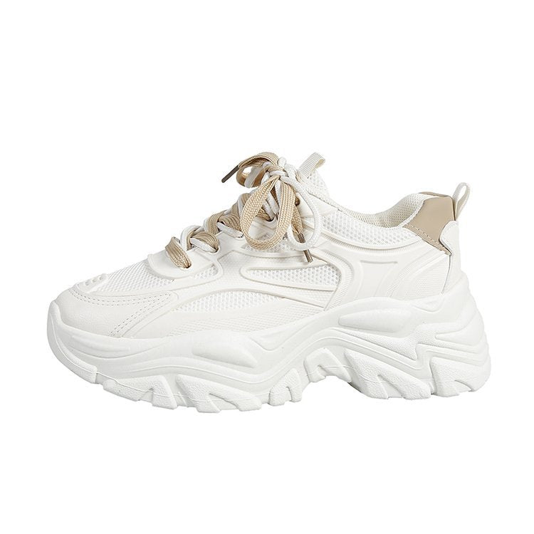 Damen modische Chunky Sneakers mit atmungsaktiver Mesh-Oberfläche und trendigem Schnürsenkeldesign R&B