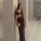 Damen Figurbetontes Maxikleid mit asymmetrischem Schnitt und Cut-Out-Details R&B