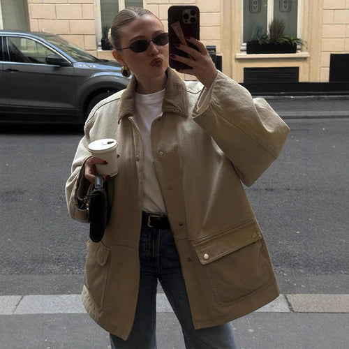 Damen Oversized Utility-Jacke R&B