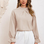 Damen elegante Bluse mit Rüsche R&B