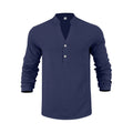 Herren Langarm-Henley-Shirt mit bequemen Knöpfen und lässigem Schnitt R&B