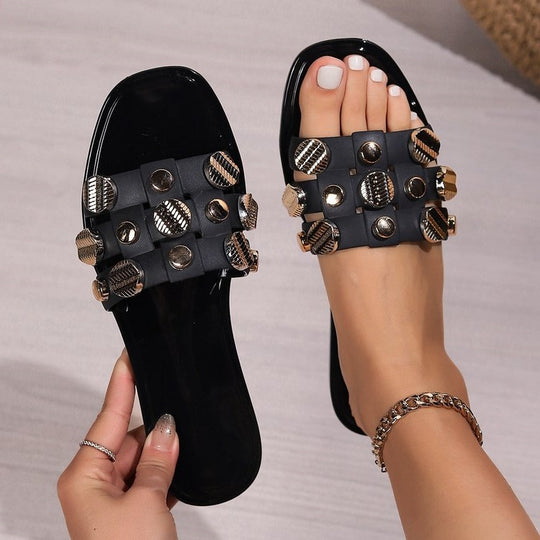 Damen modische Riemchensandalen mit funkelnden Dekorelementen R&B