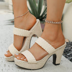 Damen Wedge-Plateau-Sandaletten mit geflochtenem Riemendesign und komfortablem Fußbett R&B