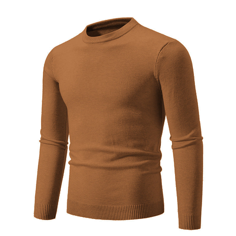 Herren Feiner Strickpullover mit Rundhalsausschnitt und Rippdetails R&B