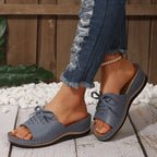 Damen Komfortable Ledersandalen mit geflochtenem Design und modischem Schleifenakzent R&B