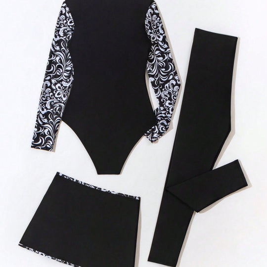Damen modischer UV-Schutz-Strandanzug mit eleganten Rüschendetails R&B