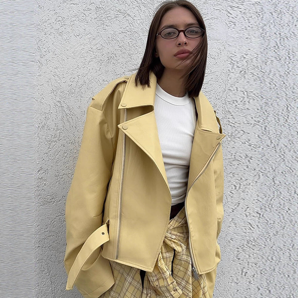 Damen Oversized Bikerjacke mit schmeichelndem Schnitt R&B