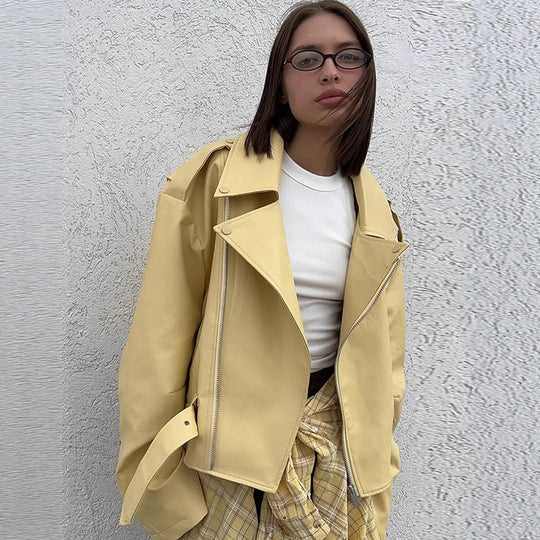 Damen Oversized Bikerjacke mit schmeichelndem Schnitt R&B