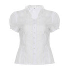 Damen Elegantes Blusenoberteil mit Rüschendetails und Knopfleiste R&B