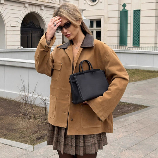 Damen Lässig geschnittene Wildlederjacke R&B