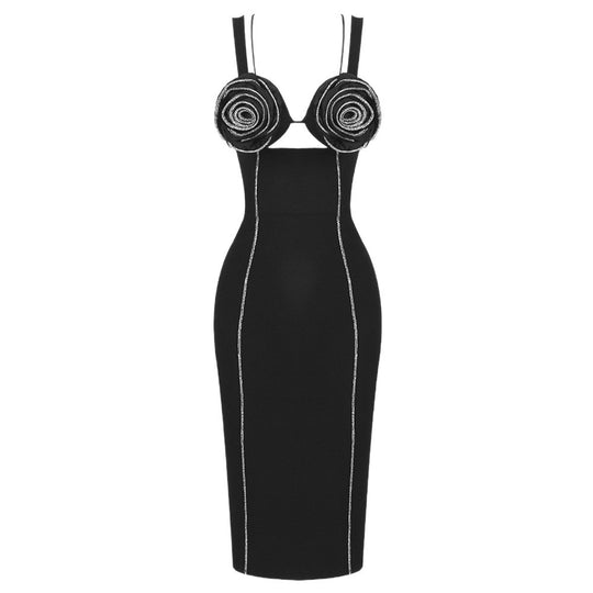 Damen figurbetontes Kleid mit floralem Spitzenbesatz und elegantem Schnürdetail R&B
