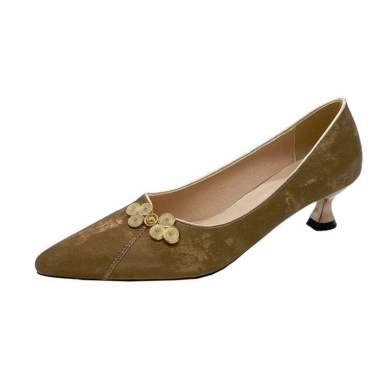 Damen elegante Spitze Pumps mit floralem Schmuckdetail R&B