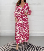 Damen Maxikleid mit tiefem V-Ausschnitt und fließendem Schnitt R&B