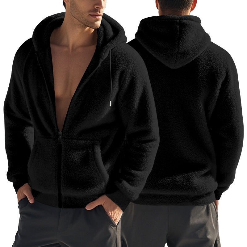 Herren Kuschelige Trainingsjacke mit Kapuze und weichem Fleece-Futter R&B
